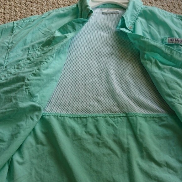 COLUMBIA BAHAMA II FISHING SHIRT SHORT SLEEVE in turquoise light blue size M - Picture 11 of 12